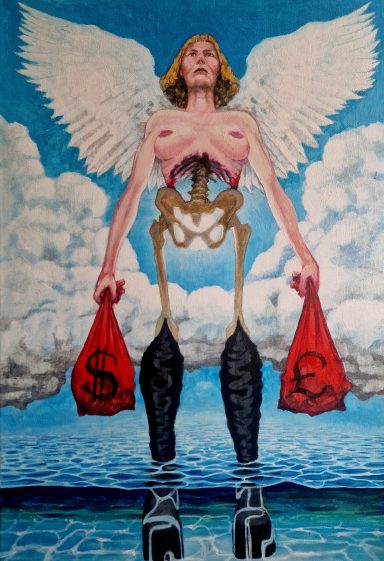 Money bags 420 x 600 mm Acrylic on canvas